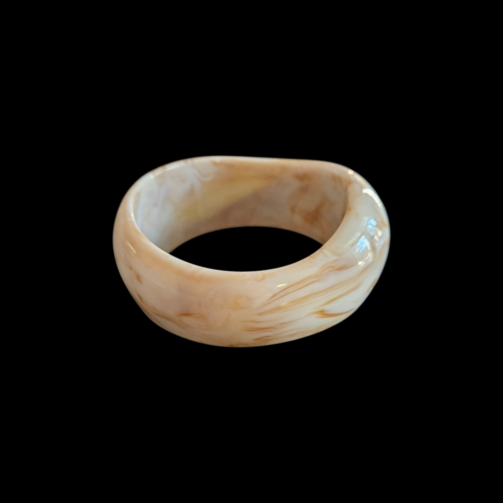 Elegant Cream Marble-Like Bangle Bracelet